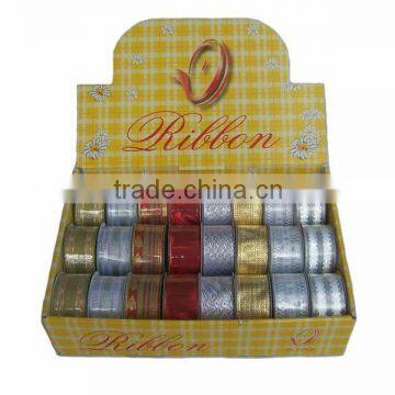 HOT SALE! 1.5inch Width Metallic Christmas Gift Wrapping Decoration Fabric Woven Ribbon