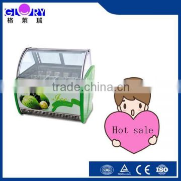 ice cream showcase/ refrigerated showcase/ showcase a cheap glass