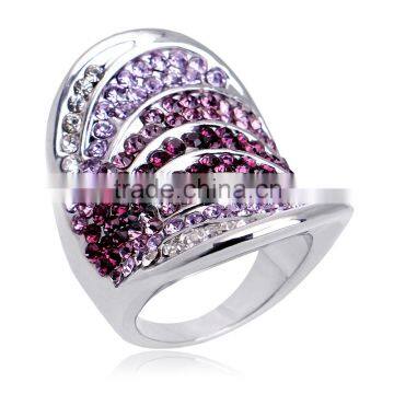 Fashion Multi-Color Austrian Crystal 18k Gold GP Petal Ring