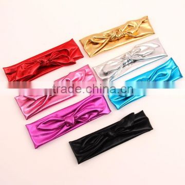 Hot selling baby girl bronzing rabbit ear hair band Fashion knot elastic headband