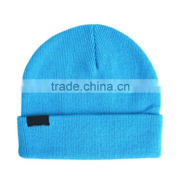 Winter blue Paypal accept sport 100%acrylic beanie hat custom