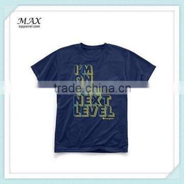 Wholesale kids clothing boys' poly graphic navy tee ribbed crewneck boy tee