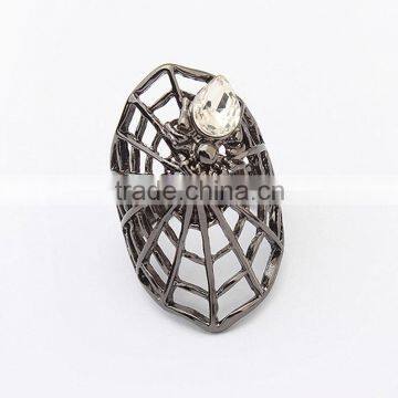 Stainless Steel Nail Rhinestone Big Cobweb Halloween Hollow Finger Ring Design photo-5
