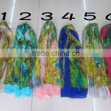 Hangzhou flower printed silk scarf 110*180cm silk chiffon scarf