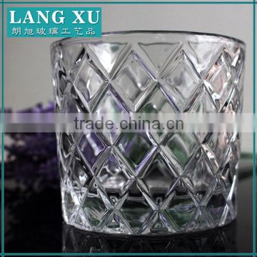 Grid pattern drinking glass tumblers crystal glass cup