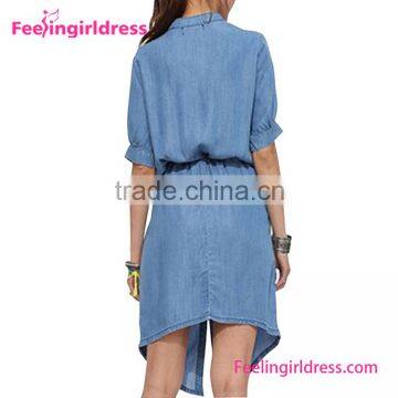 Paypal Accept Traditional Long Blue Denim Jeans Dress photo-2