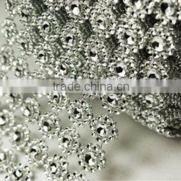 SILVER Diamond Flower Mesh Wrap Crystal Rhineston Ribbon