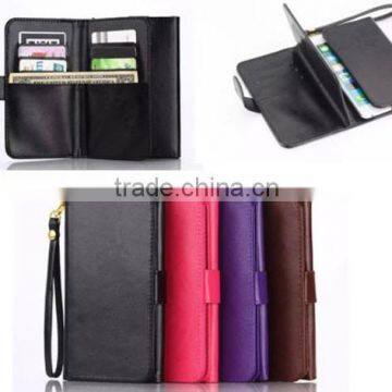 Universal pu Leather Case for Samsung Galaxy S6,wristlet Wallet Case for Big Phone