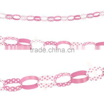 Vintage Shabby chic Polka Dot Pink & White Paper Chain Garland Decoration