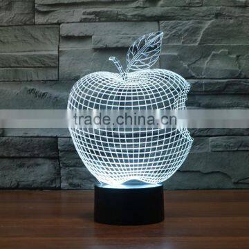 3D Optical Night Light Apple 7 RGB Light Colors 10 LEDs AA Battery or DC 5V Mixed Lot photo-4