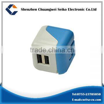 Eu And Usa Plug Colorful Mobile Phone 5v 2.1a Dual Usb Wall Charger