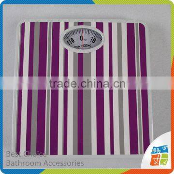 Purple And White Stripe Bathroom Scale