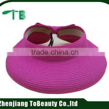 rose red folding straw hat