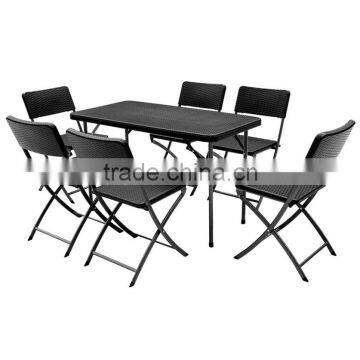 Sets Rattan Design Black Gloss Table And Chair