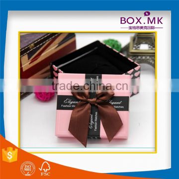 Hot Sale Handmade Wholesale Custom New Design Ribbon Pink Watch Box Packaging