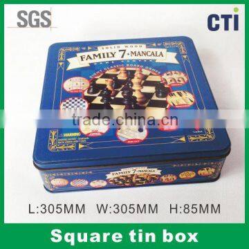 metal square chess game tin box