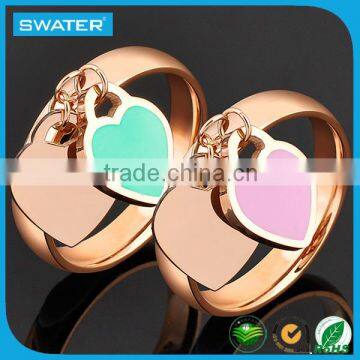 New Arrival Stainless Steel Enamel Heart Ring Woman