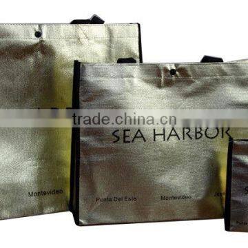 Cangnan factory Golden metallic non woven bag for gift