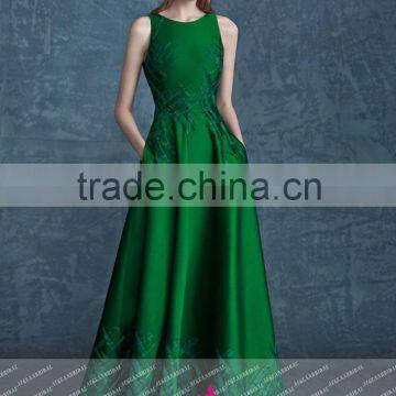 GQ27 sleeveless high neck floor length green vestido de festa