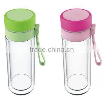 Awesome 300ml Double Walled Glass Tea Tumbler With Tea Infuser