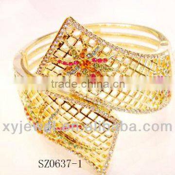 Wholesale gold plated costume jewelry rhinestone bangles bijoux fantaisie