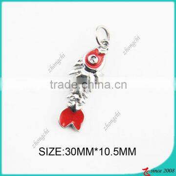 Red enamel fish bone charm