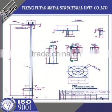 High quality galvanized high mast light tower mast galvanized steel tubular pole lamp poles