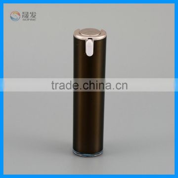 Round as empty plastic cosmetic pump bottle