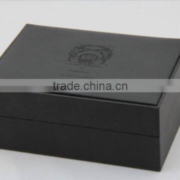 Custom Made Black Leather Gift Packaging Box With Embossing Logo , Accept OEM / ODM Order photo-2