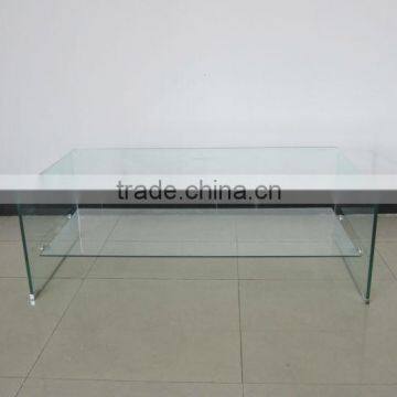 New design clear tempered glass top coffee table