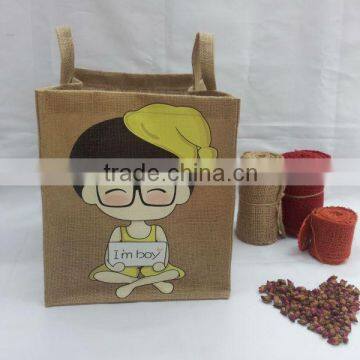 Newest design square shape linen bag shopping bag with handle