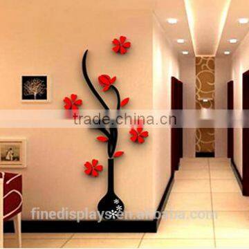 Vase 3D acrylic crystal three-dimensional wall stickers tv background wall(3D-A-041)