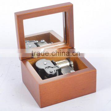Wind up music box for sale Exquisite Crafts Wooden Music Box with Glass Mirror Metal Movement