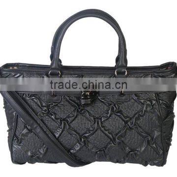 Trendy Casual Black Front Quilted Lock Decoration Fashion PU Womens Tote Handbag