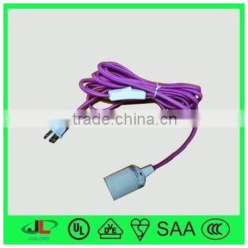 Colorful braided wire and fabric power cord, copper wire extension cord, power cord e27