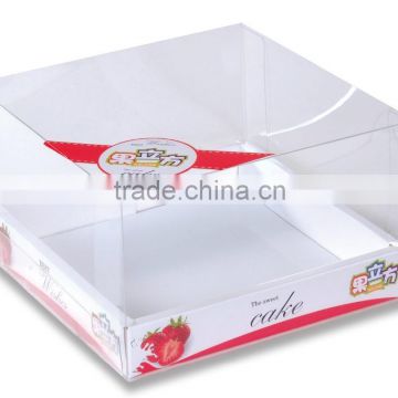 custom made transparent plastic cake box with printing