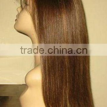 slik straight color 4# highlight Brazilian remy hair full lace wig