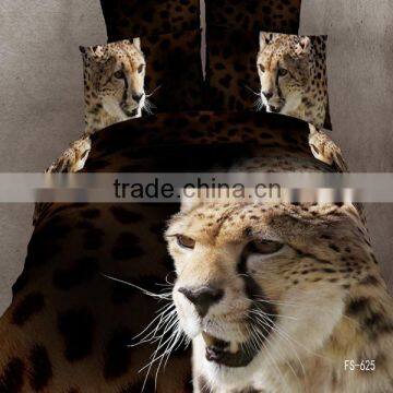 100% cotton latest leopard design 3D bedding set with reactive printed