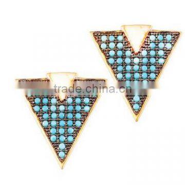 Fashion Jewelry Triangle Micro Pave CZ Stud Earrings 925 Silver Earrings for Women