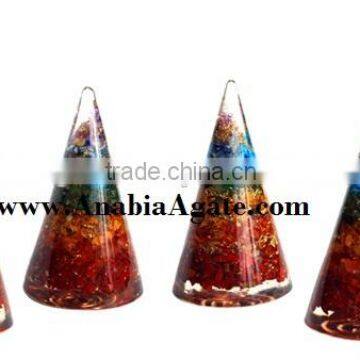 Chakra Orgone Cone:Wholesale Healing Orgone : Chakra Layered Orgone Cone