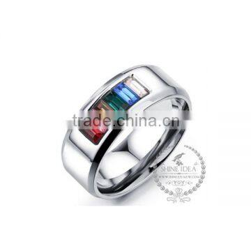 8MM Stainless steel colorful zircon round ring fashion women ring wedding jewelry 6260433