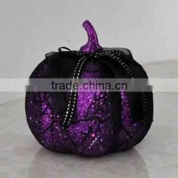 new style Glittered pumpkin with lace and ribbon Halloween decoration