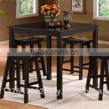 DINING TABLE AND CHAIR -SET OF 5 PC(1 TABLE AND 4 BARS STOOL) -DARK COLOR