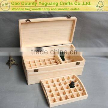 Wooden essential oil organizer box with insert display tray