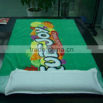 velour printed beach towel with pillow