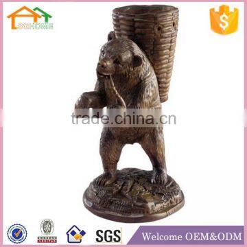 Factory Custom made best home decoration gift polyresin resin brass bear sculpture