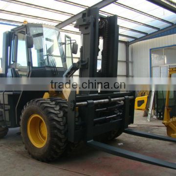 4wd 10Ton Rough Terrain Forklift Truck CPCY100 with fork posinioner