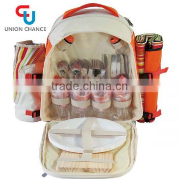 Portable Picnic Bag with Dinnerware,4 Person Picnic Bag Set