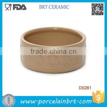 Round Shape Portable Chinese Handamde Ceramic Dog Bowl