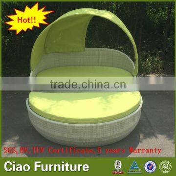 Outdoor Garden Rattan Day Bed With Canopy Poolside Sunbed Furniture photo-2